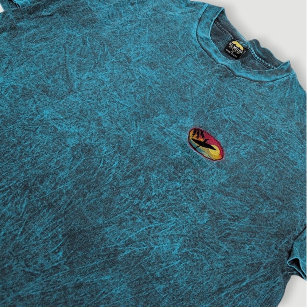 Vintage HL Miller Gold T Shirt Men XL Blue Kauai Hawaii Acid Wash Surf USA Made